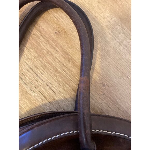 Vintage Salvatore Ferragamo Brown Suede & Leather Domed Satchel Bag - Picture 7 of 8